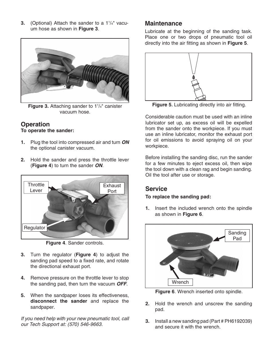 Maintenance, Operation, Service | Grizzly Random Orbital H6192 User Manual | Page 2 / 4