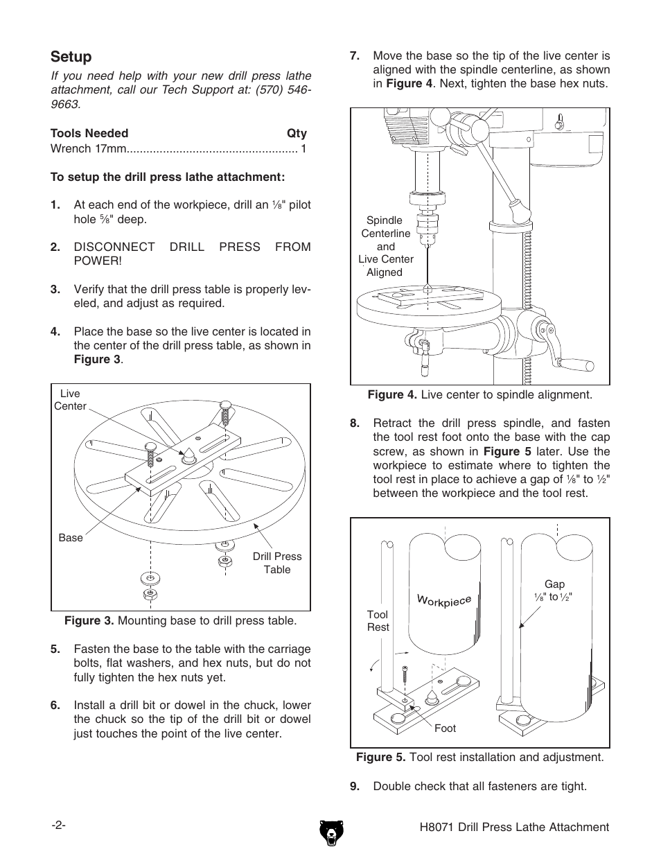 Setup | Grizzly H8071 User Manual | Page 2 / 4