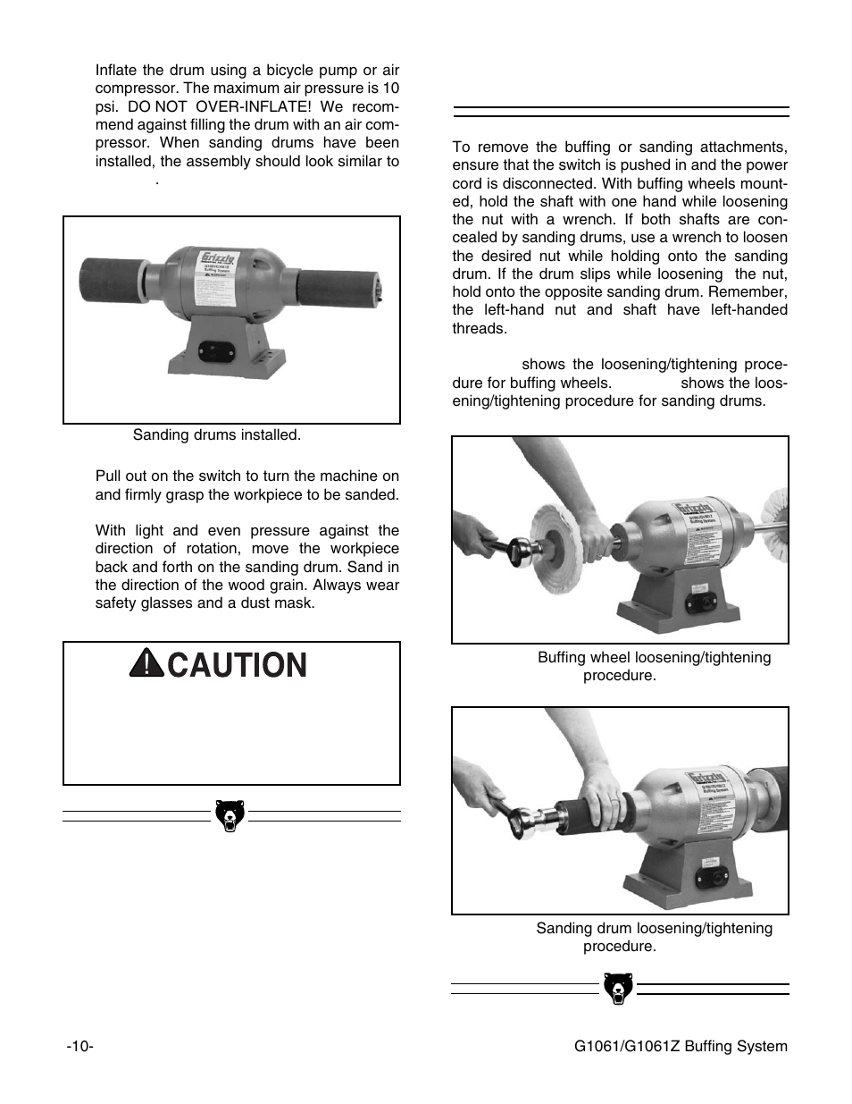 Accessory removal | Grizzly Buffing System G1061 User Manual | Page 12 / 20