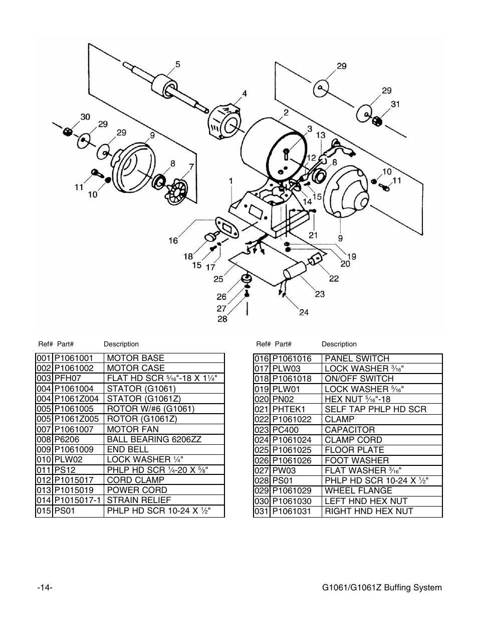 Grizzly Buffing System G1061 User Manual | Page 16 / 20
