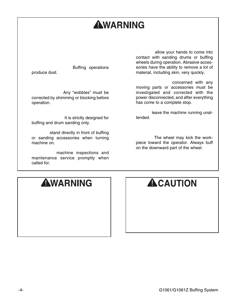Additional safety instructions for buffers | Grizzly Buffing System G1061 User Manual | Page 6 / 20