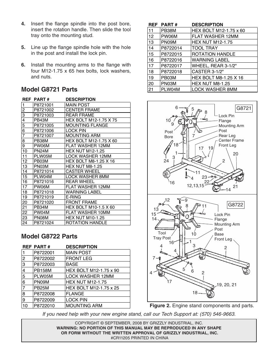 Grizzly Engine Stands G8721/G8722 User Manual | Page 2 / 2