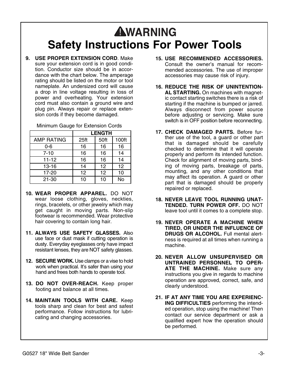 Safety instructions for power tools | Grizzly G0527 User Manual | Page 5 / 64