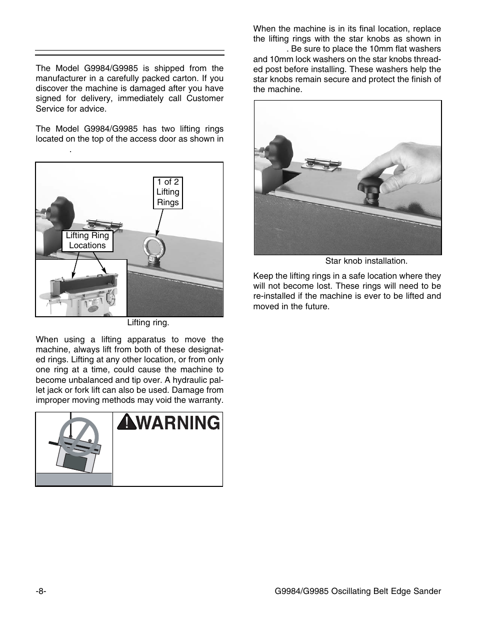 Unpacking | Grizzly G9984/G9985 User Manual | Page 10 / 44