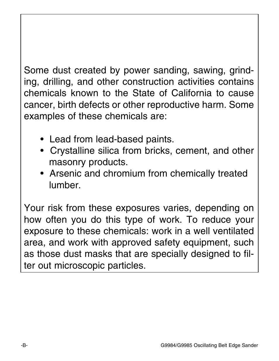Warning | Grizzly G9984/G9985 User Manual | Page 2 / 44