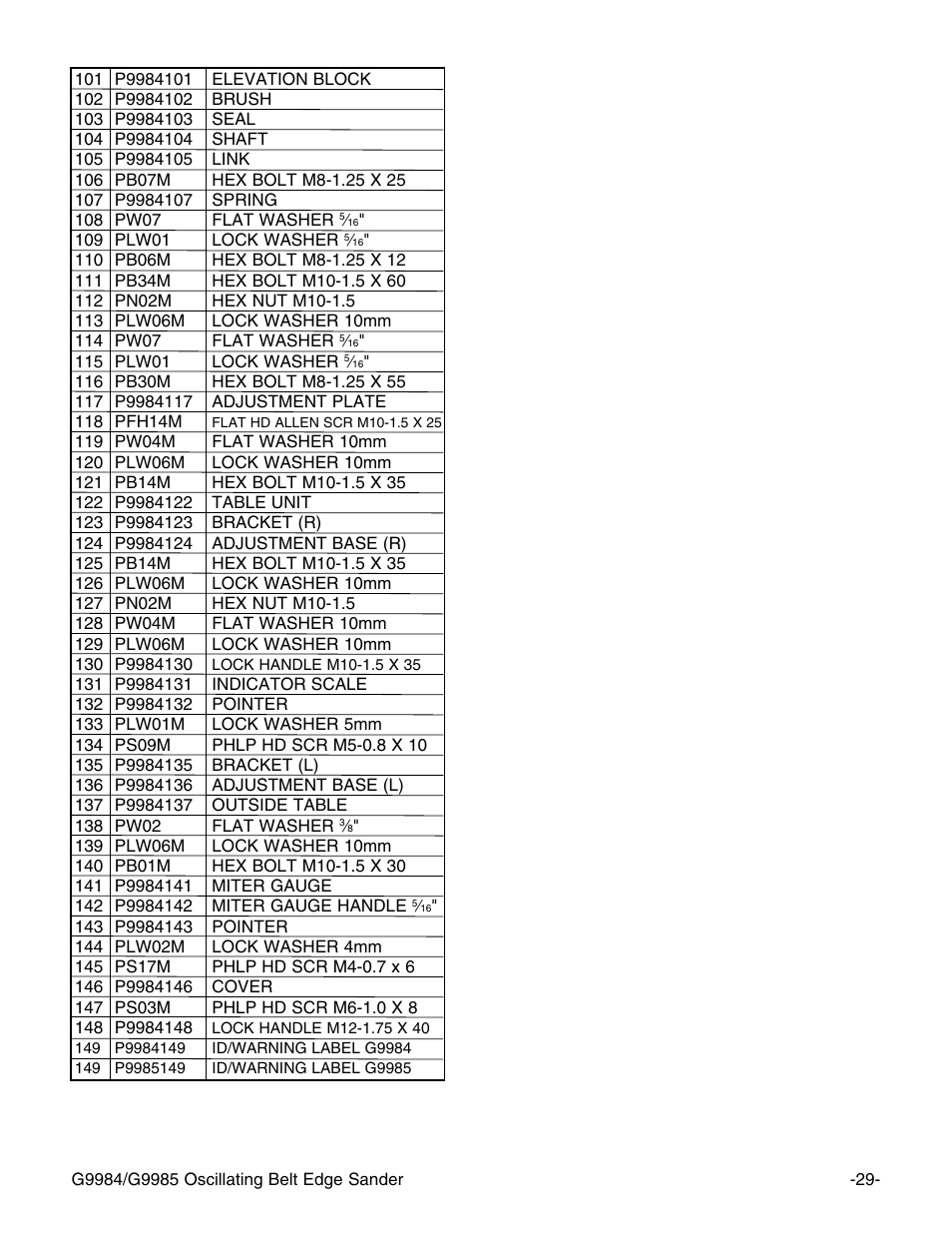 Grizzly G9984/G9985 User Manual | Page 31 / 44