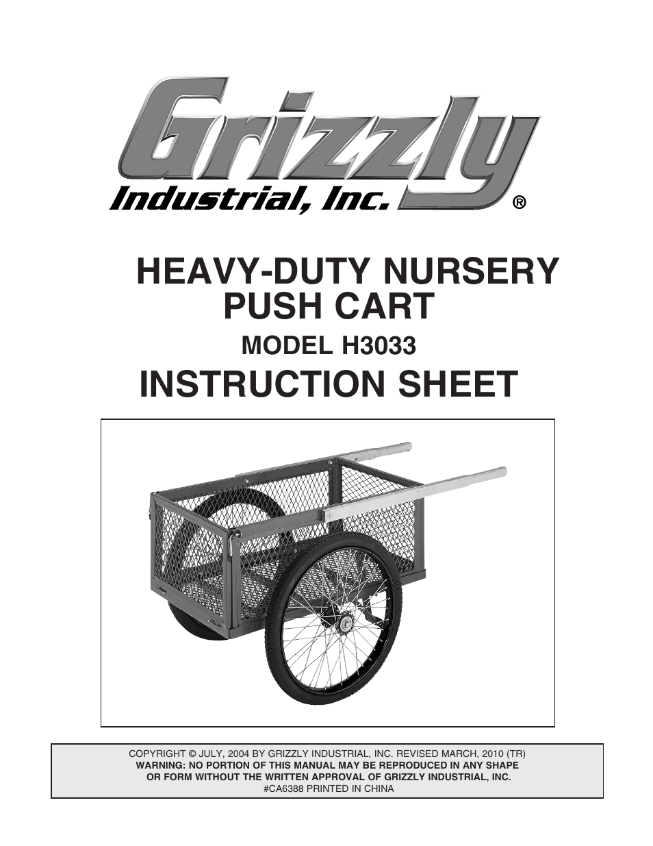 Grizzly H3033 User Manual | 4 pages