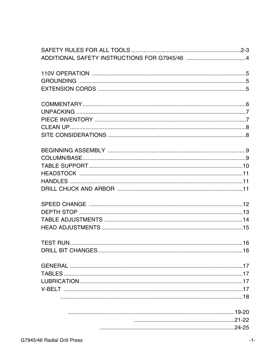 Grizzly G7946 User Manual | Page 3 / 28