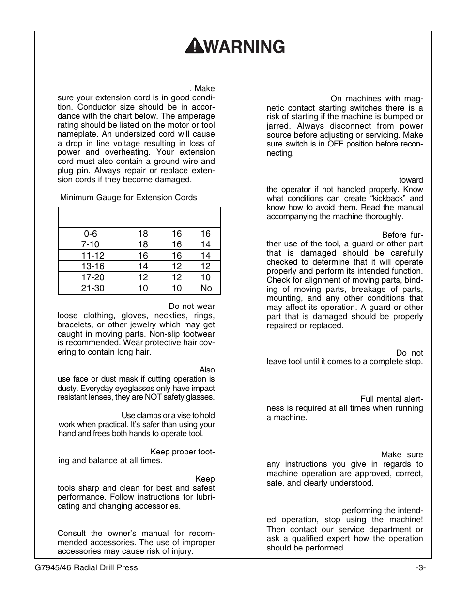 Safety instructions for power tools | Grizzly G7946 User Manual | Page 5 / 28