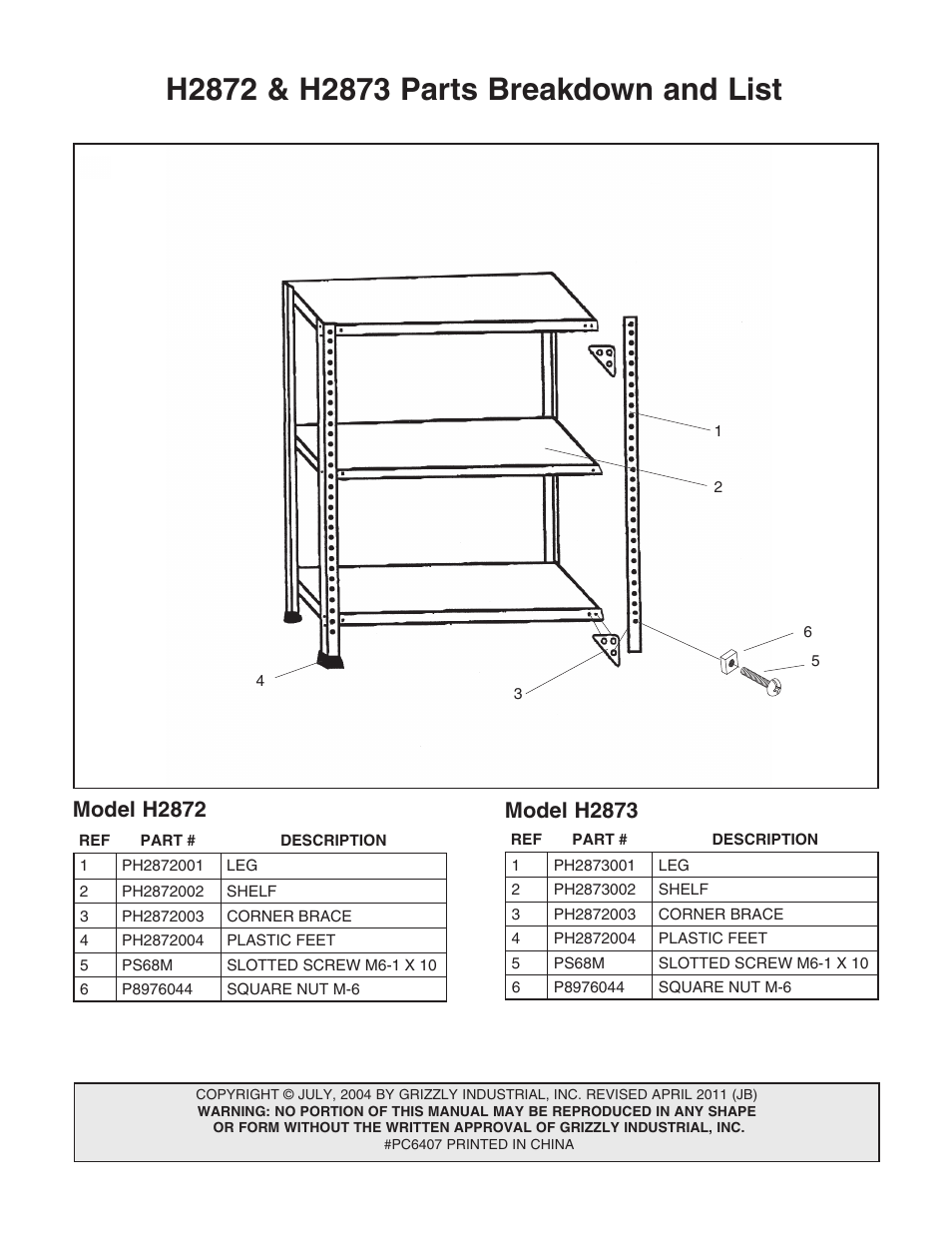 Grizzly Shelf Rack H2872 User Manual | Page 2 / 2
