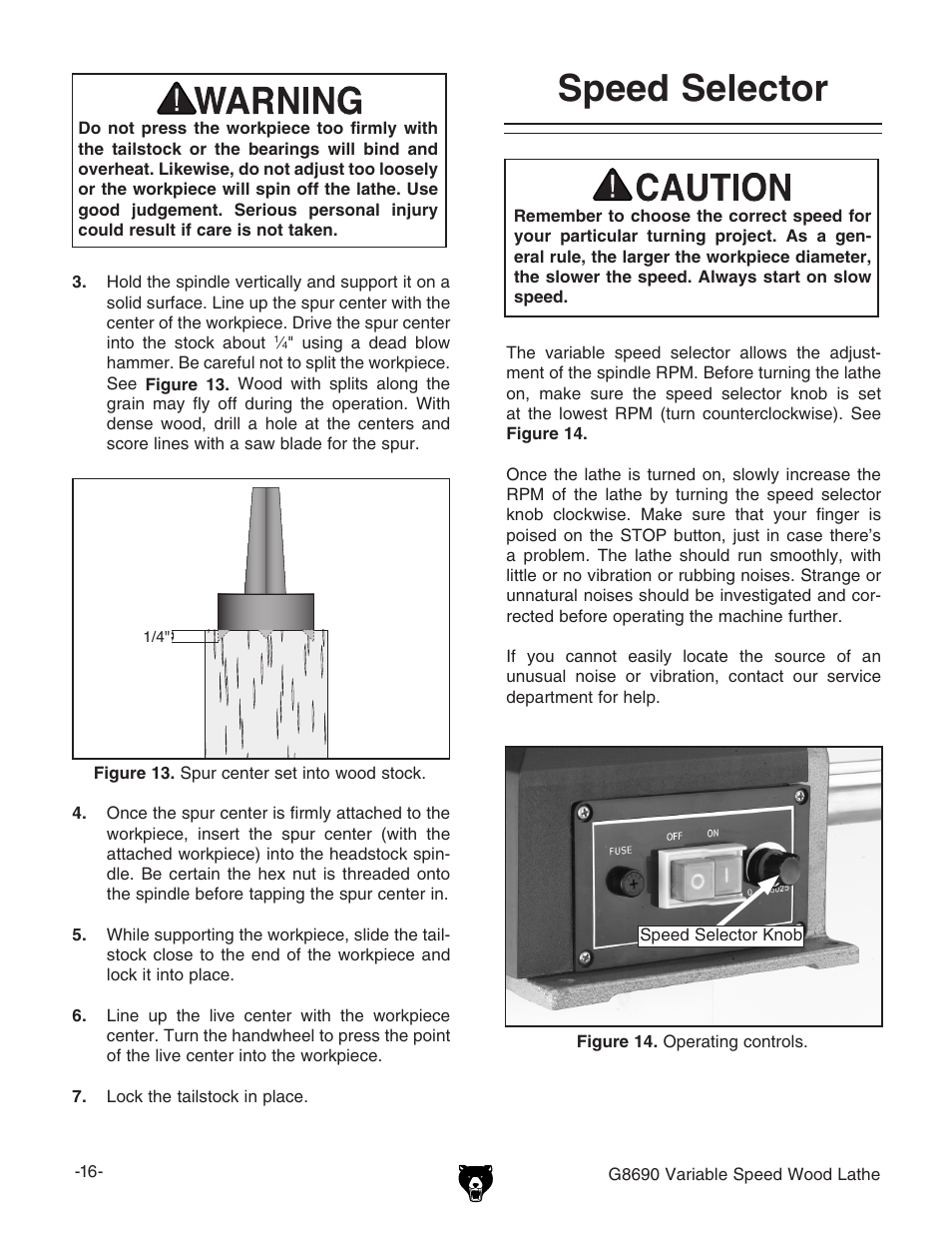 Speed selector | Grizzly Variable Speed Wood G8690 User Manual | Page 18 / 28