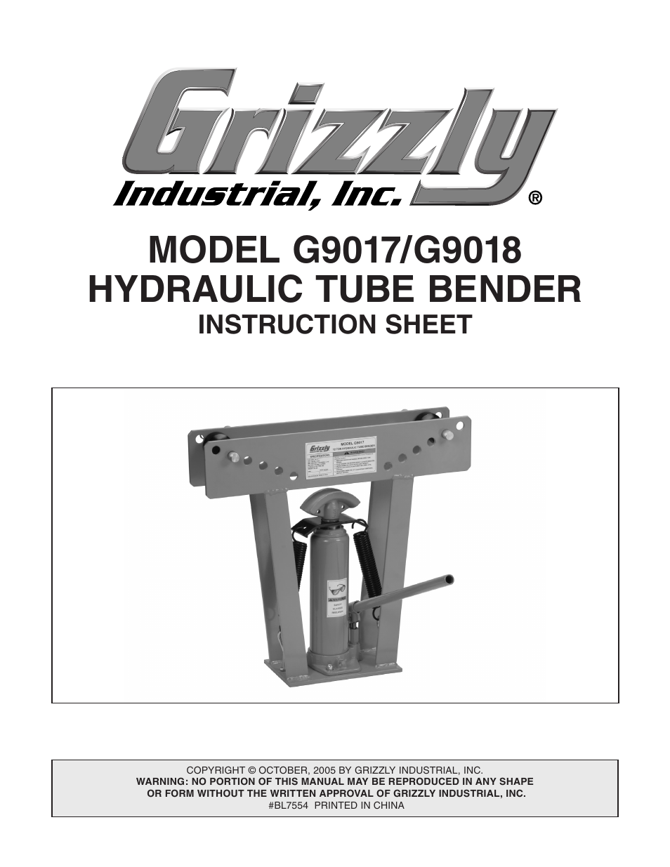 Grizzly G9017/G9018 User Manual | 8 pages