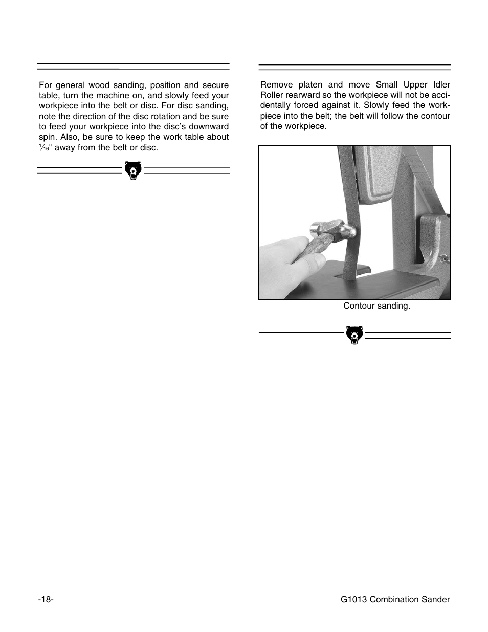 General sanding contour sanding | Grizzly G1013 User Manual | Page 20 / 32