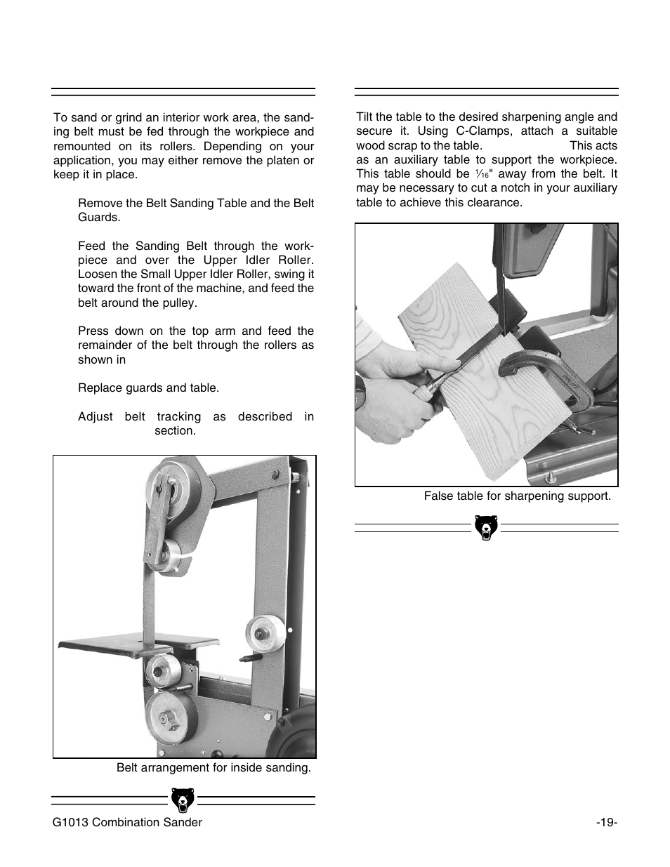 Inside sanding sharpening | Grizzly G1013 User Manual | Page 21 / 32