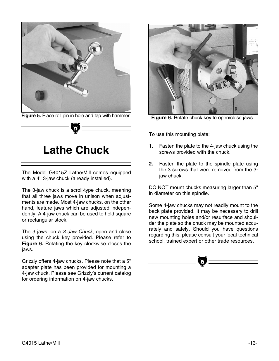 Lathe chuck | Grizzly G4015Z User Manual | Page 15 / 62