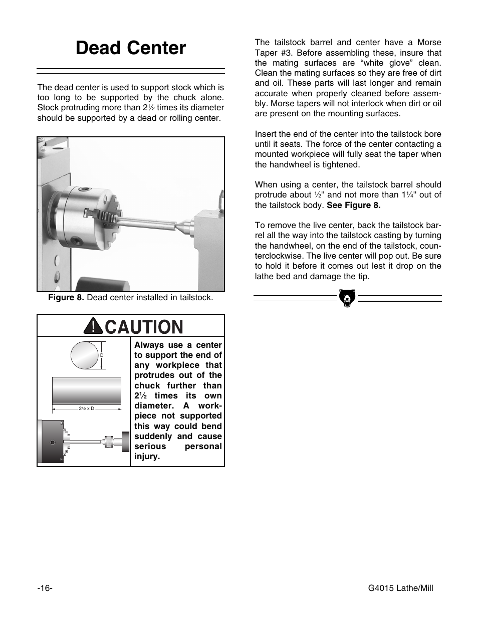 Dead center | Grizzly G4015Z User Manual | Page 18 / 62
