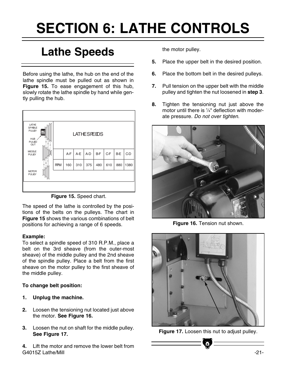 Lathe speeds | Grizzly G4015Z User Manual | Page 23 / 62