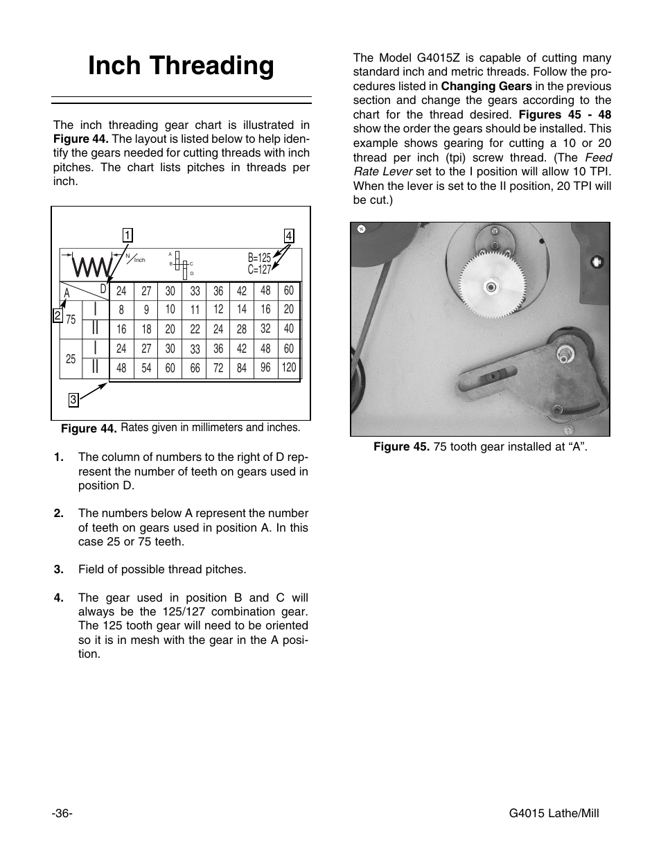 Inch threading, Iii i ii | Grizzly G4015Z User Manual | Page 38 / 62