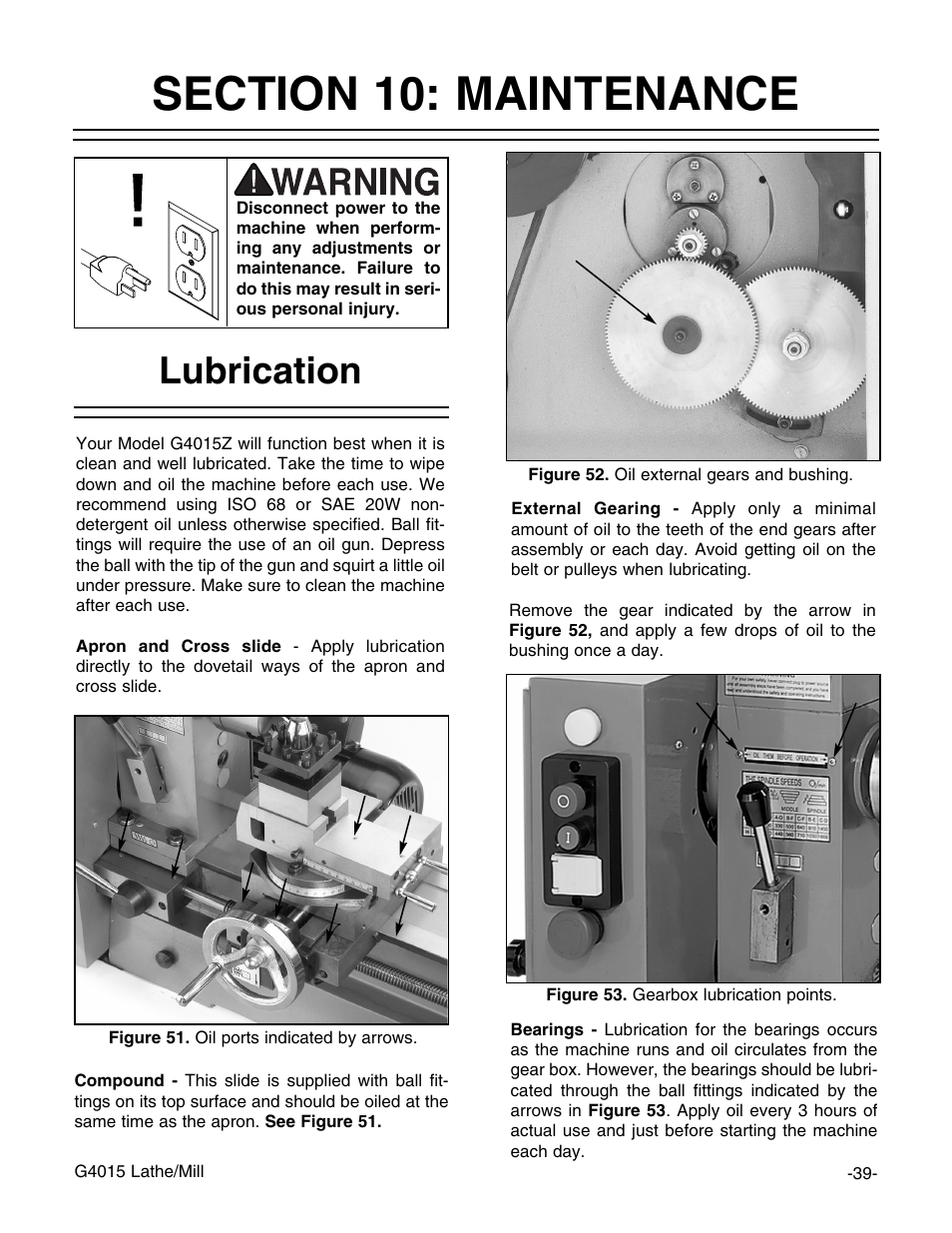Lubrication | Grizzly G4015Z User Manual | Page 41 / 62