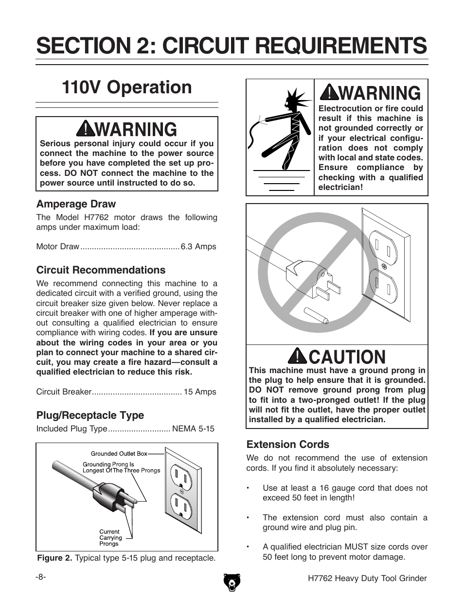 110v operation | Grizzly H7762 User Manual | Page 10 / 32