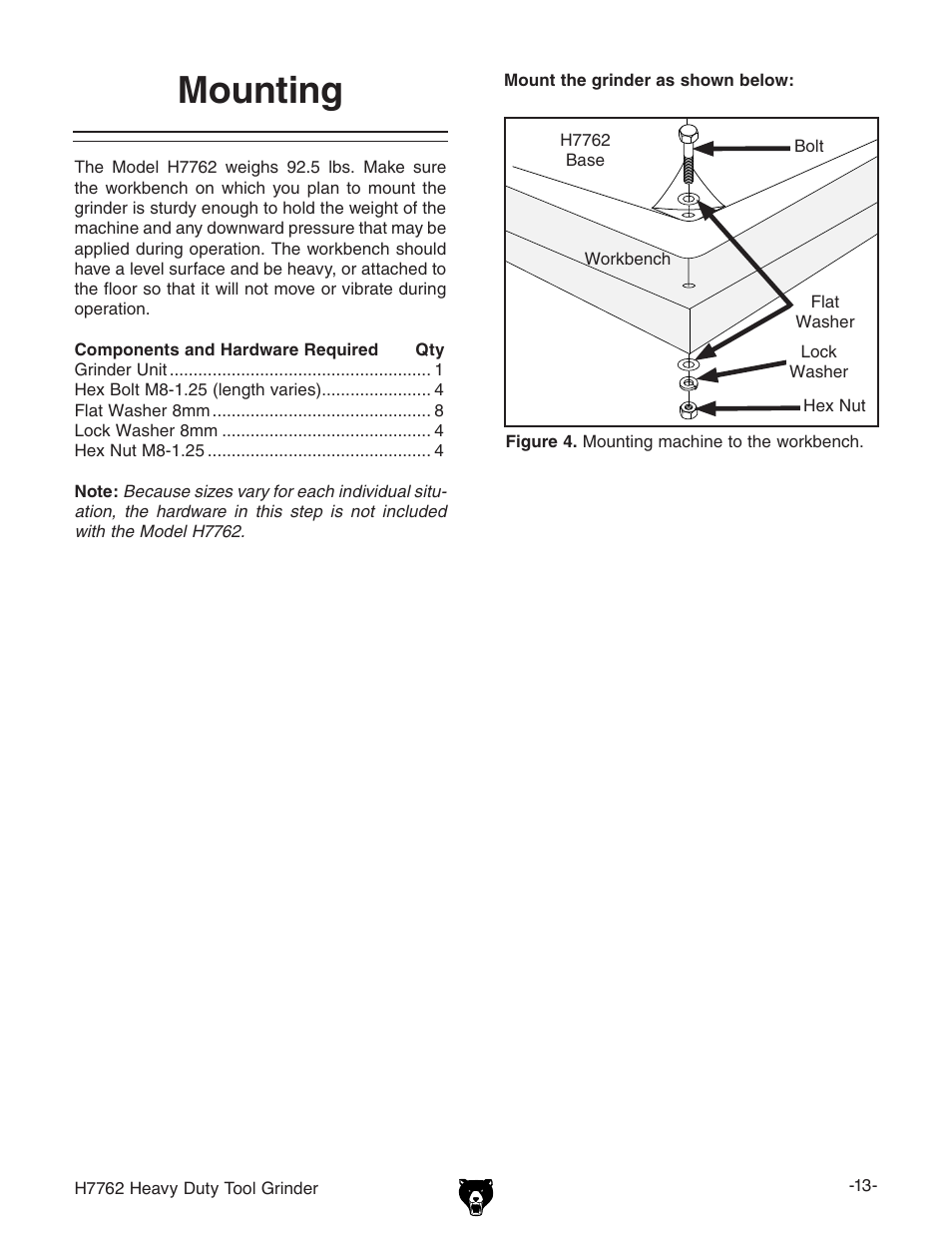 Mounting | Grizzly H7762 User Manual | Page 15 / 32