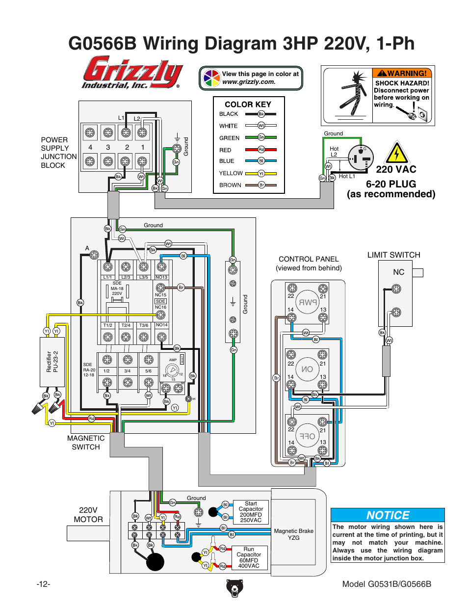 Elg dc d, A>b>ihl>i8= ''%k bdidg | Grizzly G0566B User Manual | Page 12 / 20