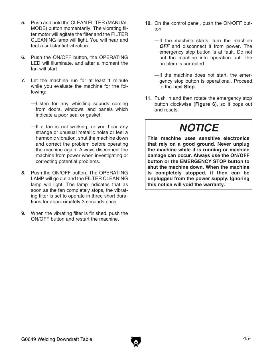 Notice | Grizzly G0649 User Manual | Page 17 / 36