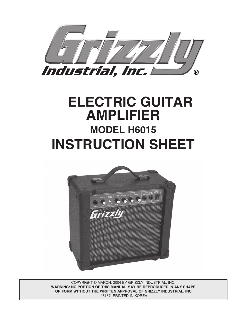Grizzly Guitar Amplifer H6015 User Manual | 2 pages