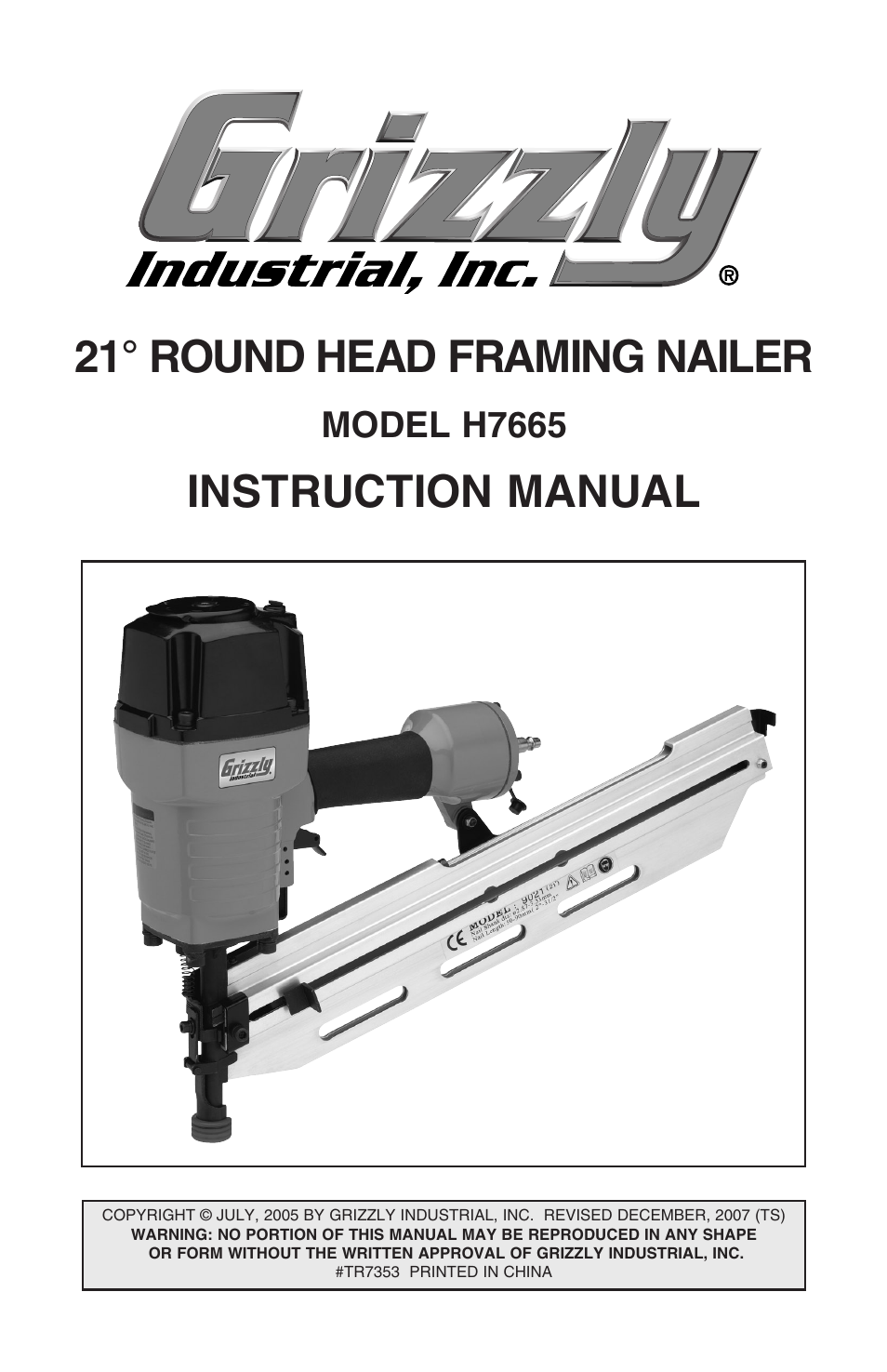 Grizzly H7665 User Manual | 20 pages