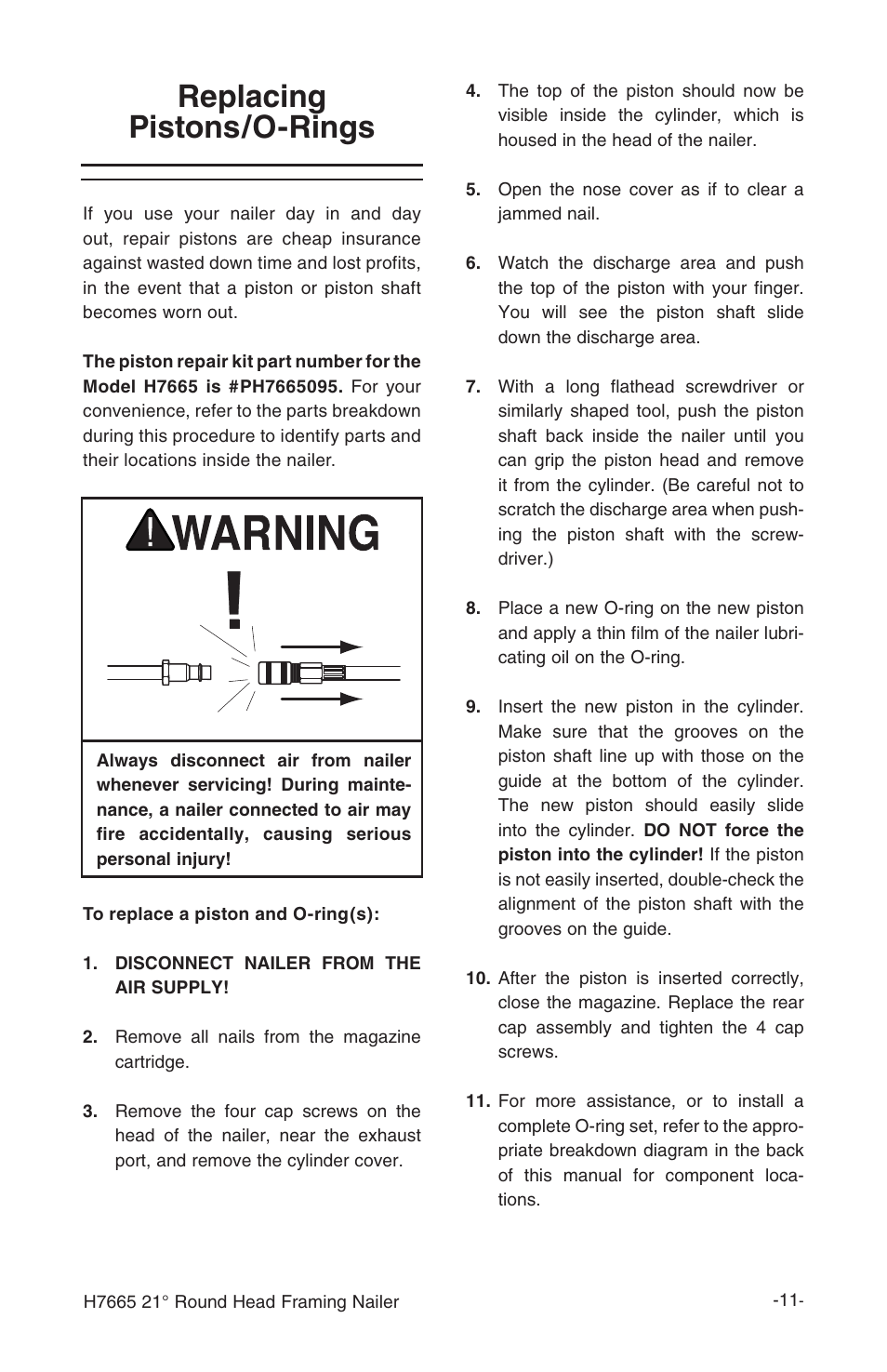 Replacing pistons/o-rings | Grizzly H7665 User Manual | Page 13 / 20