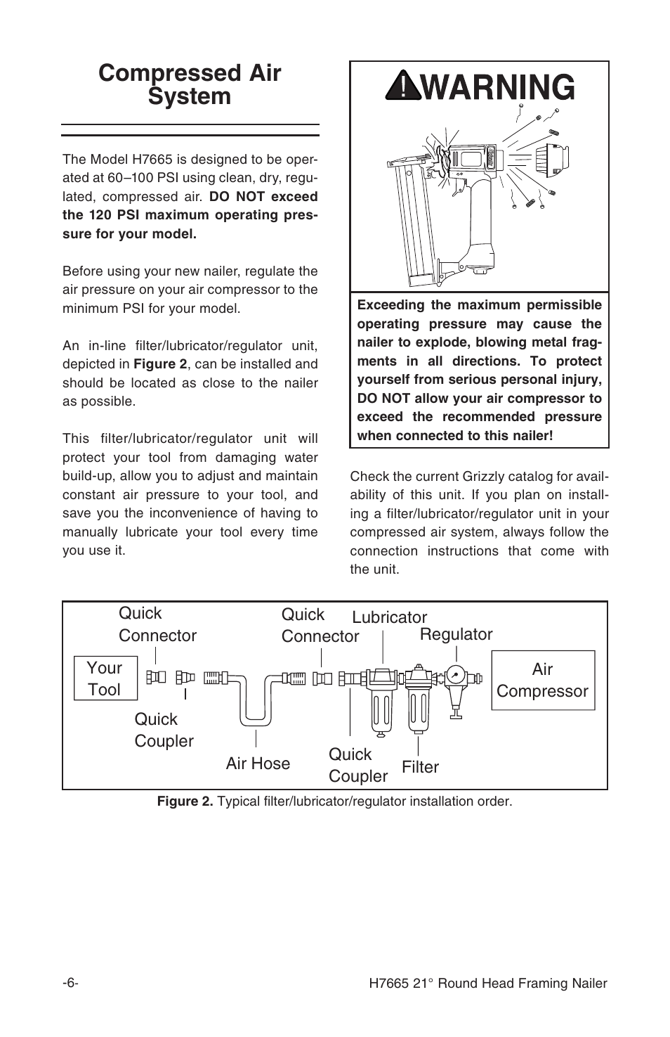 Compressed air system | Grizzly H7665 User Manual | Page 8 / 20