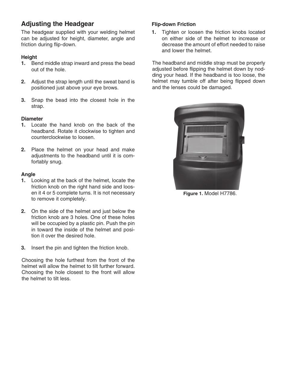 Adjusting the headgear | Grizzly Auto Darkening Welding Helmet DD7542 User Manual | Page 2 / 8