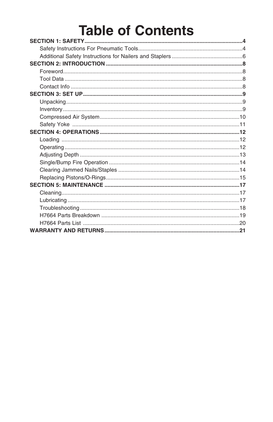 Grizzly 2-in-1 COMBINATION NAILER/STAPLER H7664 User Manual | Page 3 / 24