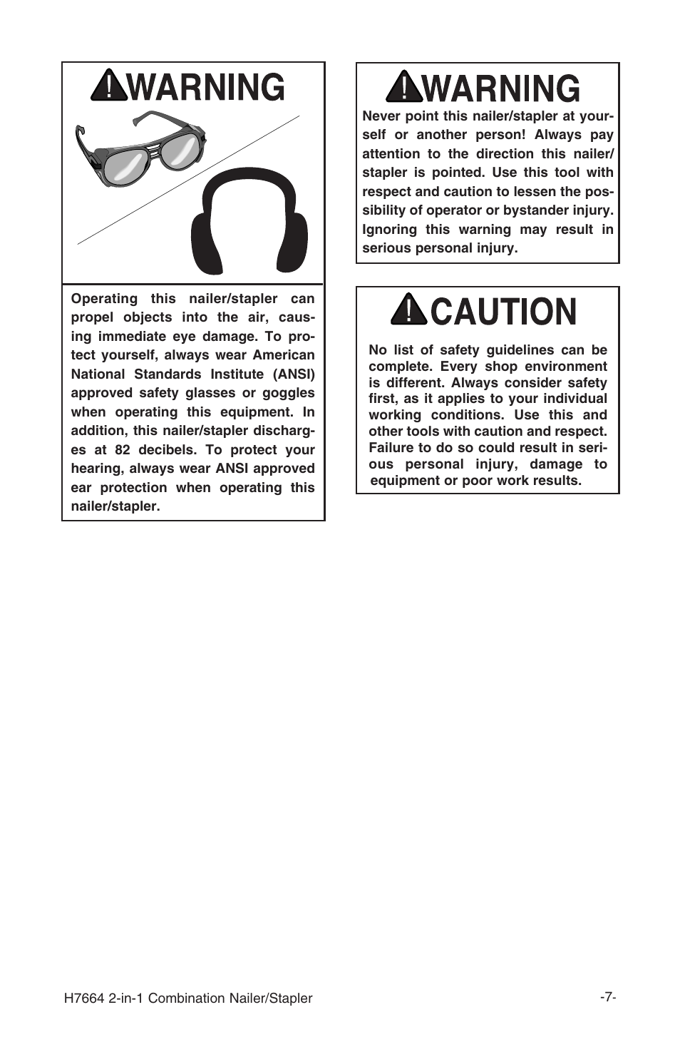 Grizzly 2-in-1 COMBINATION NAILER/STAPLER H7664 User Manual | Page 7 / 24