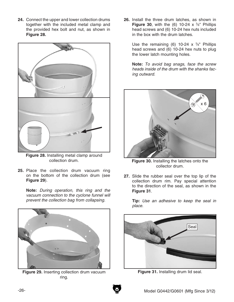 Grizzly G0601 User Manual | Page 28 / 60