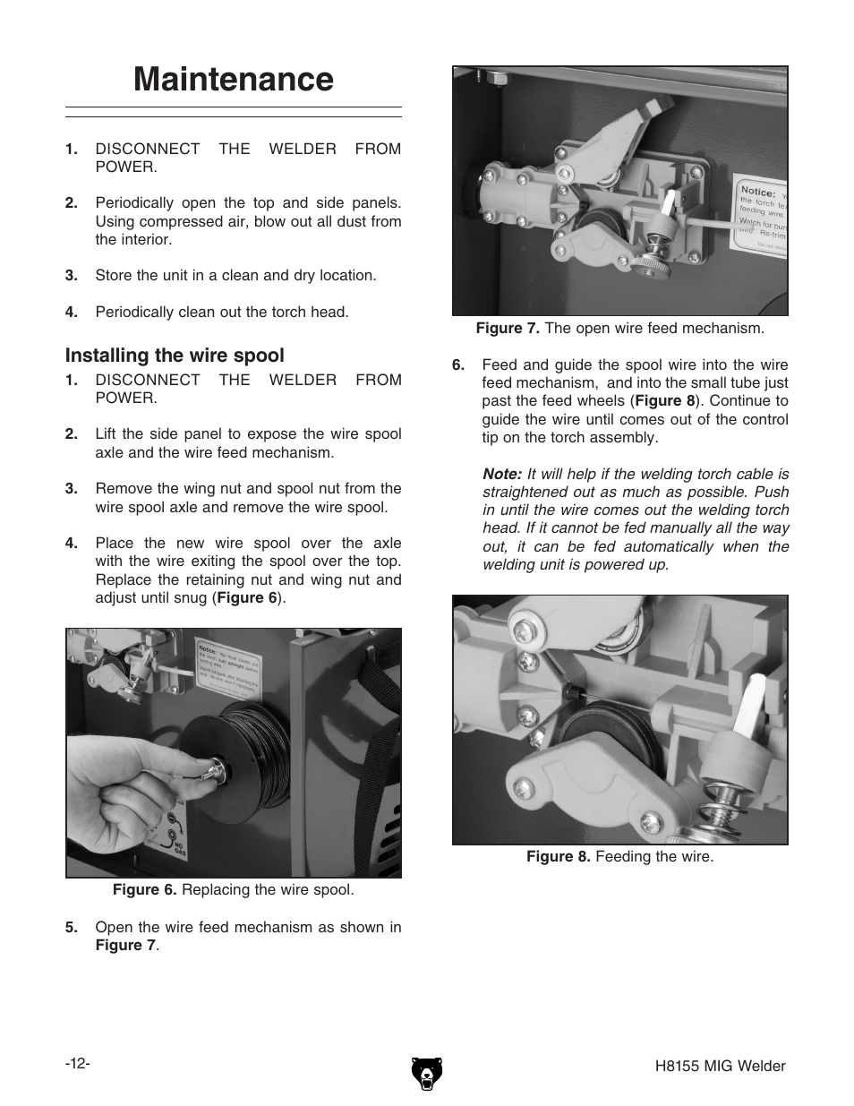 Maintenance | Grizzly H8155 User Manual | Page 14 / 24
