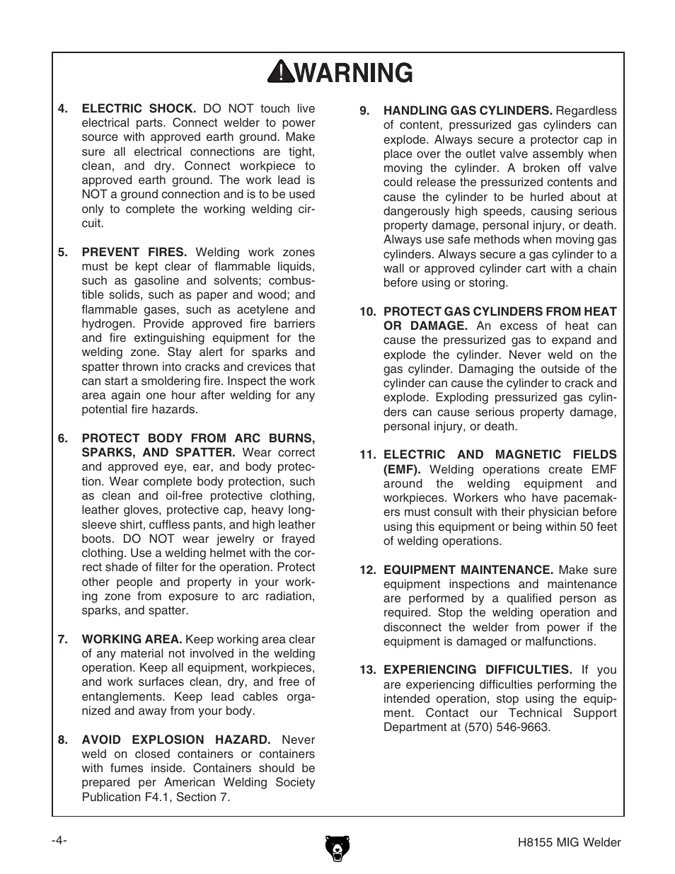 Grizzly H8155 User Manual | Page 6 / 24