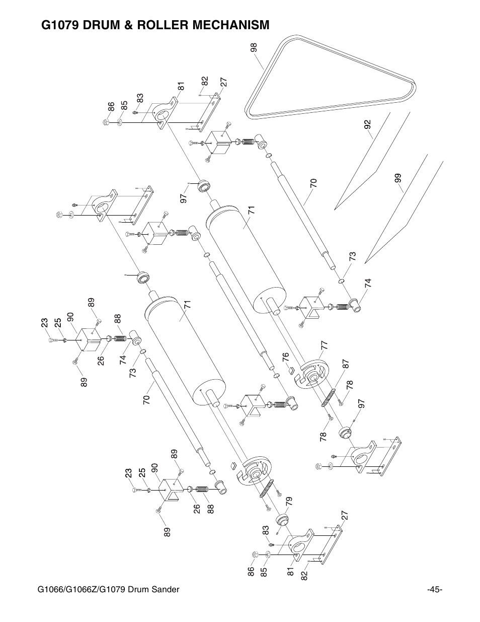 G1079 drum & roller mechanism | Grizzly G1066 User Manual | Page 47 / 54