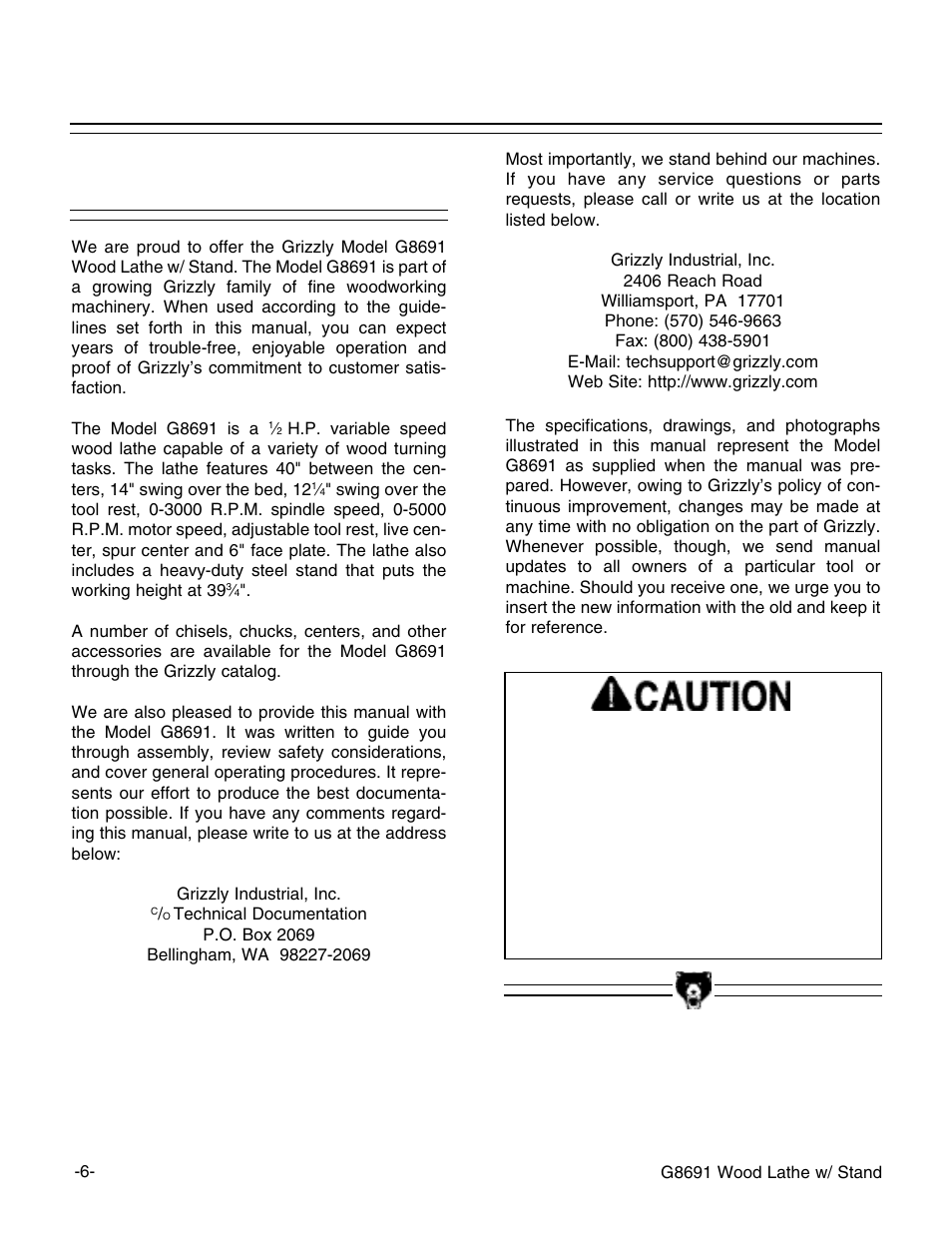 Commentary | Grizzly G8691 User Manual | Page 7 / 21