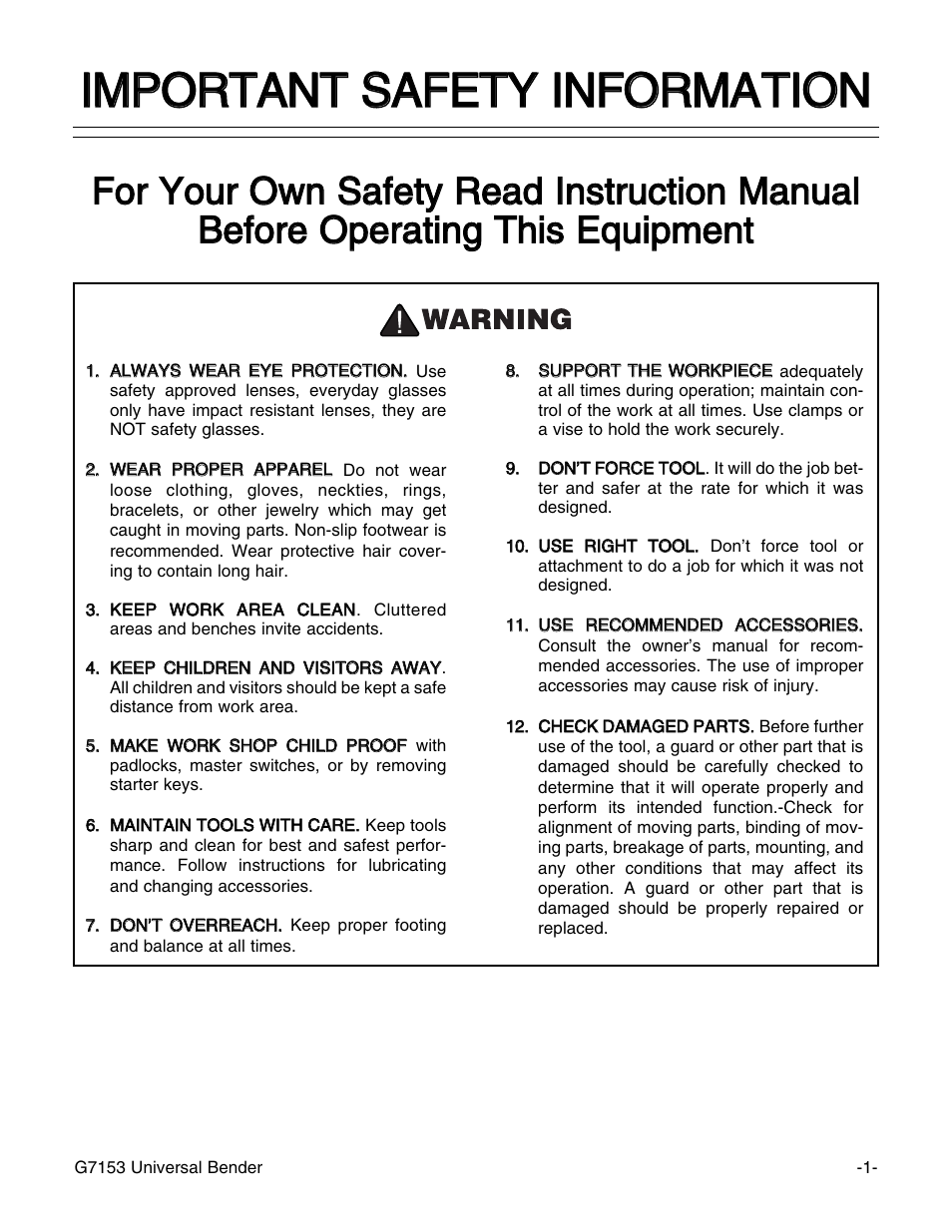 Grizzly G7153 User Manual | Page 2 / 11