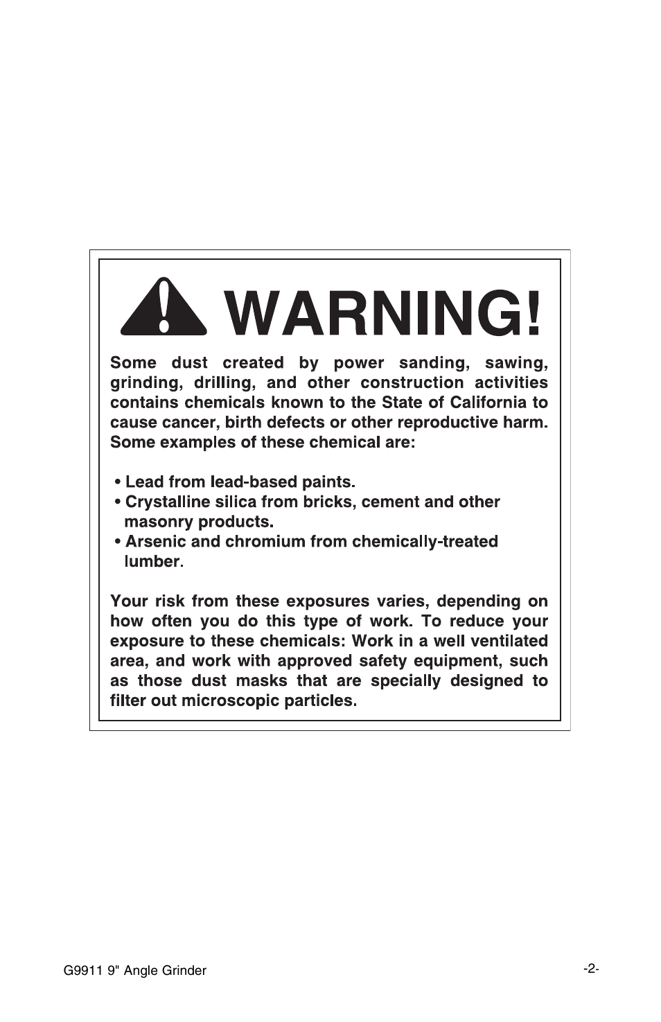 Grizzly Model G9911 User Manual | Page 2 / 10