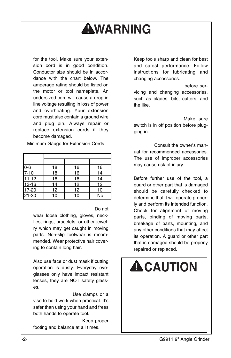 Safety instructions for power tools | Grizzly Model G9911 User Manual | Page 4 / 10