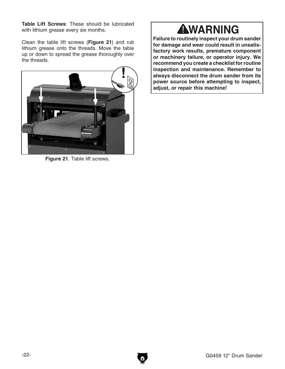 Grizzly G0459 User Manual | Page 24 / 52