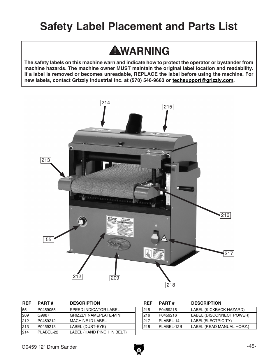 Grizzly G0459 User Manual | Page 47 / 52