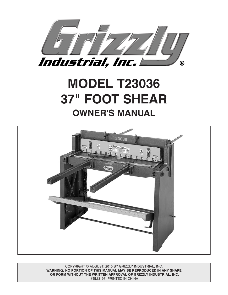 Grizzly FOOT SHEAR T23036 User Manual | 32 pages