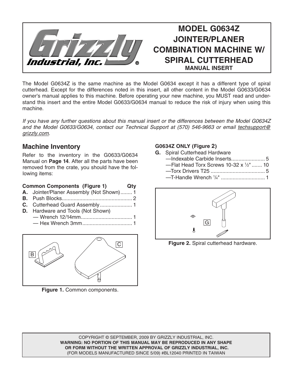 Grizzly Jointer/ G0634Z User Manual | 88 pages