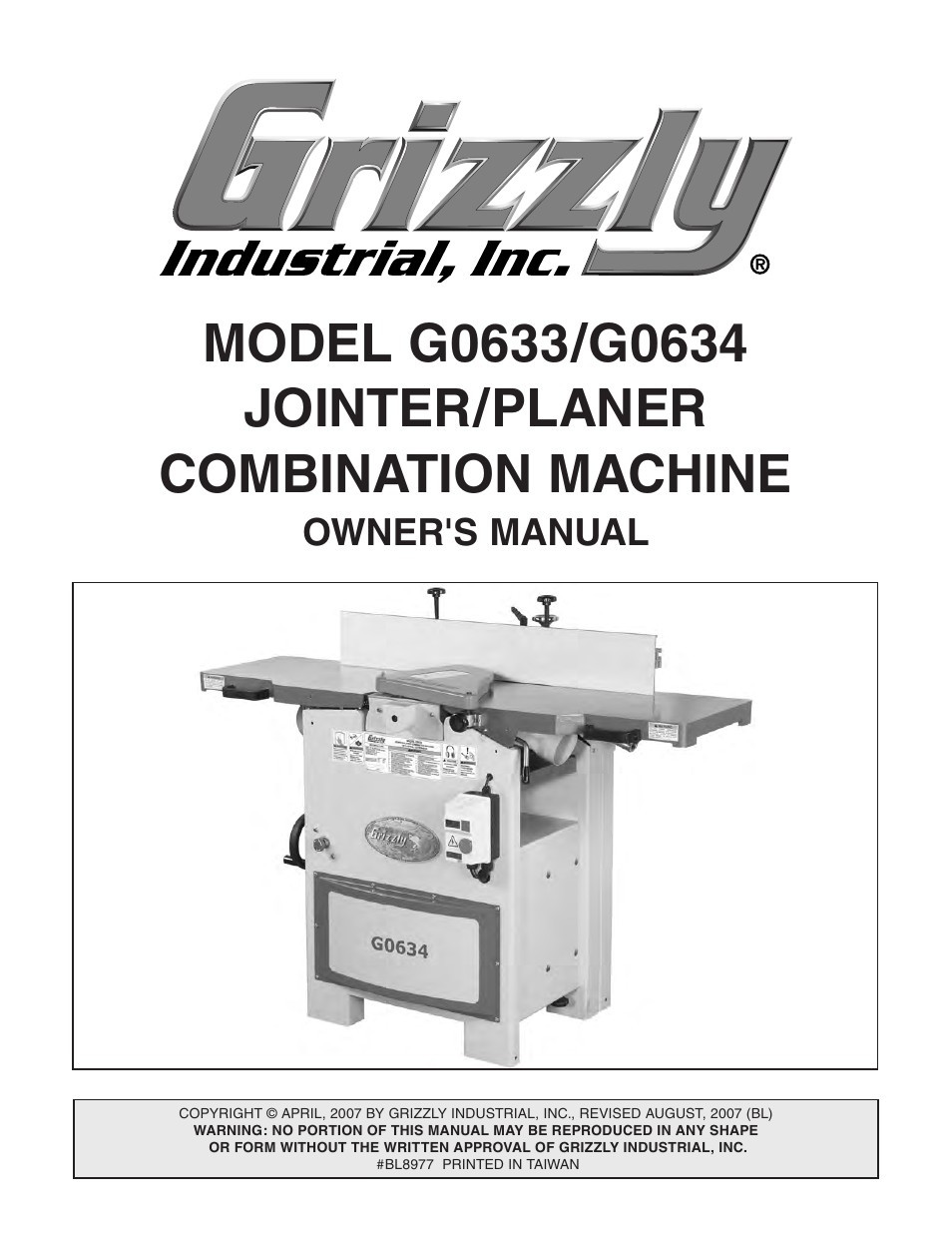 Owner's manual | Grizzly Jointer/ G0634Z User Manual | Page 17 / 88