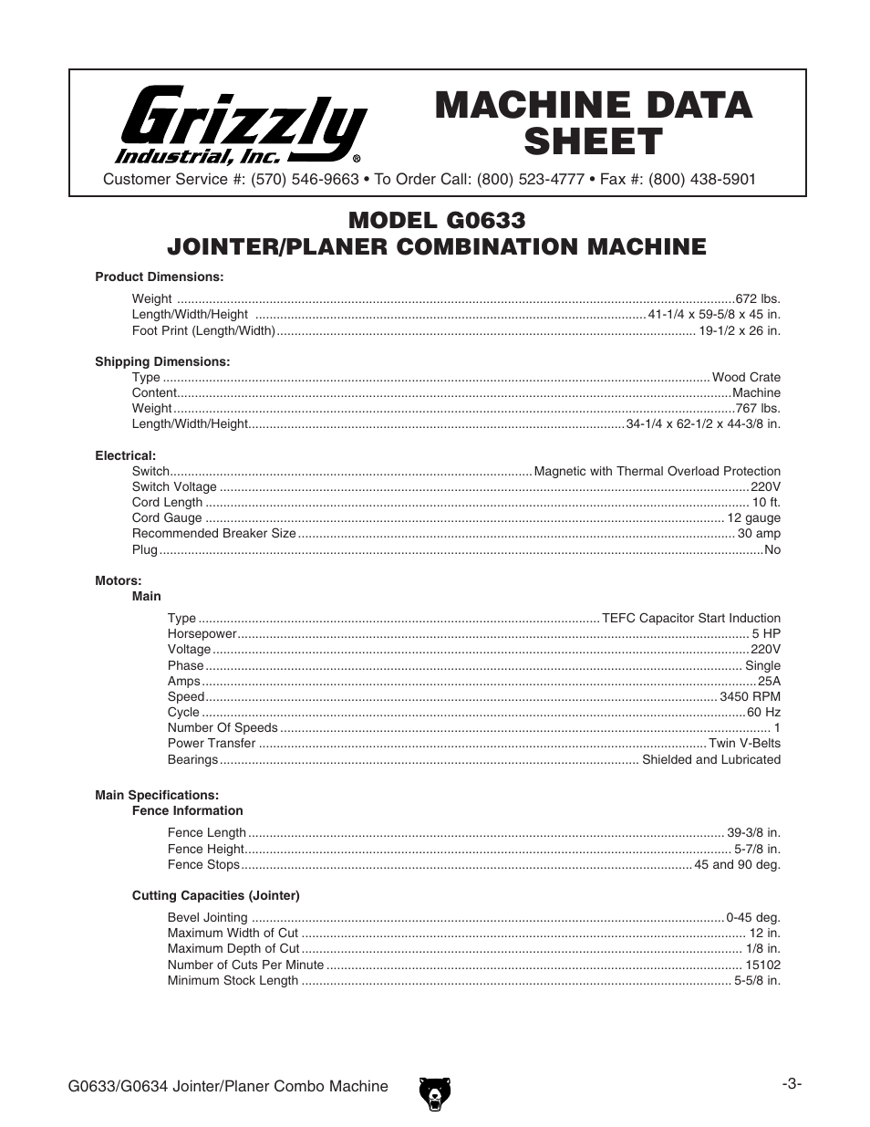 Grizzly Jointer/ G0634Z User Manual | Page 21 / 88