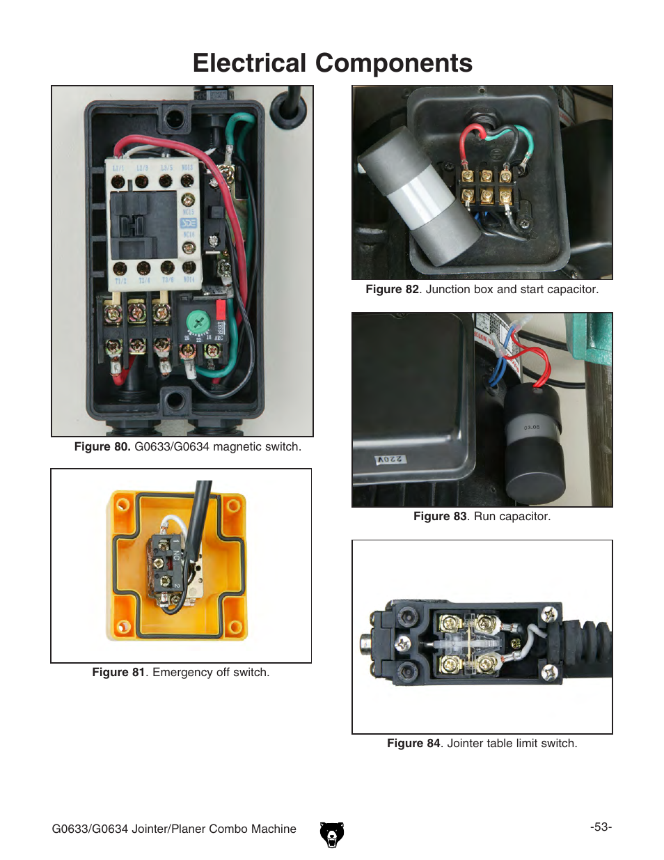 Electrical components | Grizzly Jointer/ G0634Z User Manual | Page 71 / 88
