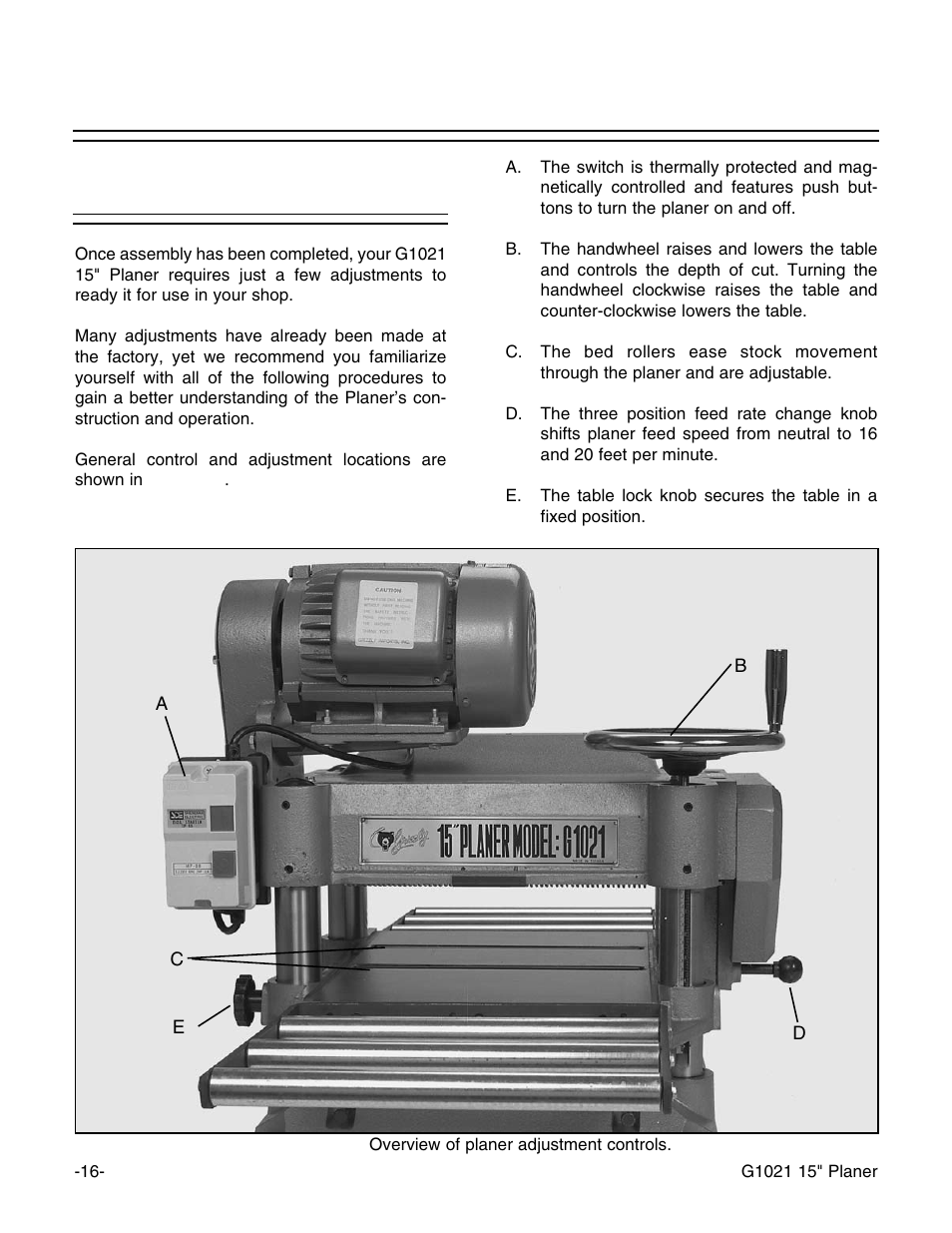 Overview | Grizzly G1021 User Manual | Page 16 / 45